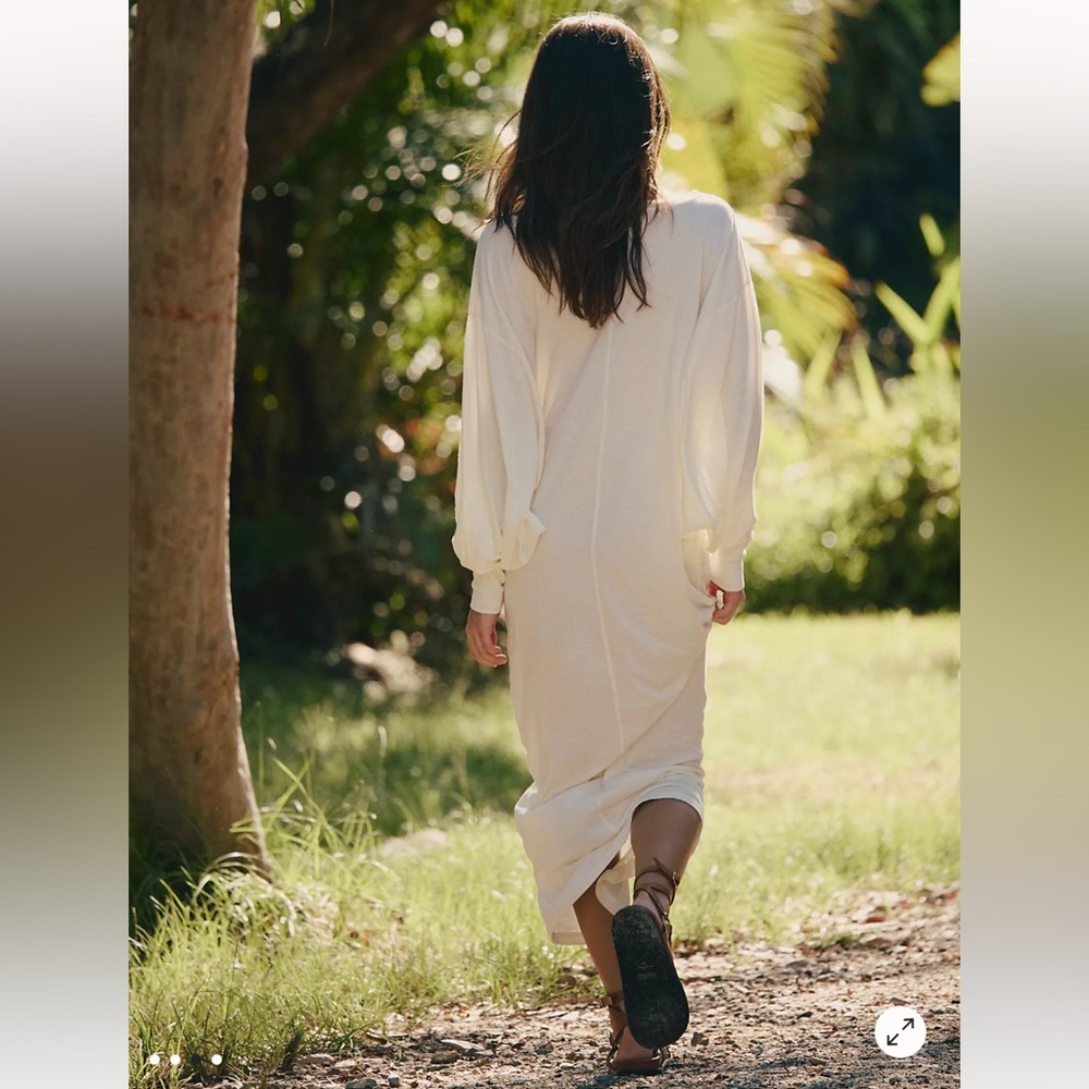 FP Beach Free People Lifestyle Maxi Dress Long Sleeve Sand Sable NWT Size XS - Picture 7 of 10